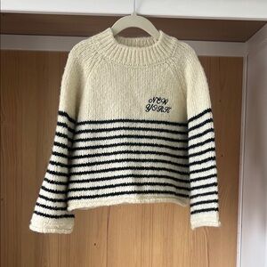 Zara Kids Cream and Black Striped Sweater